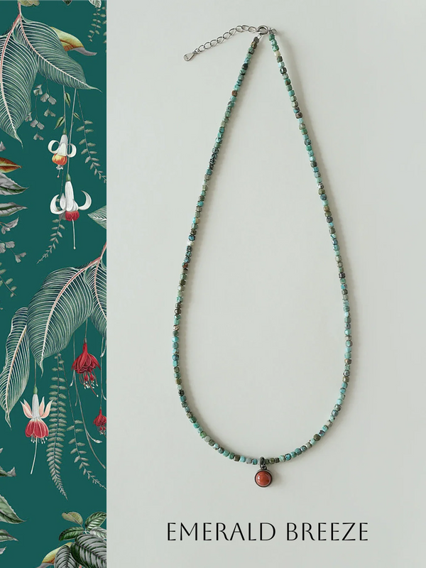 Emerald Breeze Red Agate & Turquoise Necklace