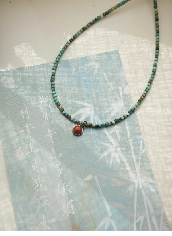 Emerald Breeze Red Agate & Turquoise Necklace