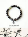 Ink Feather Silver Obsidian Bracelet
