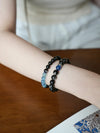Midnight Galaxy Silver Obsidian & Kyanite Bracelet