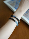 Midnight Galaxy Silver Obsidian & Kyanite Bracelet