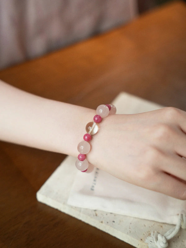 Spring Blush Rose Quartz & Rhodonite Bracelet