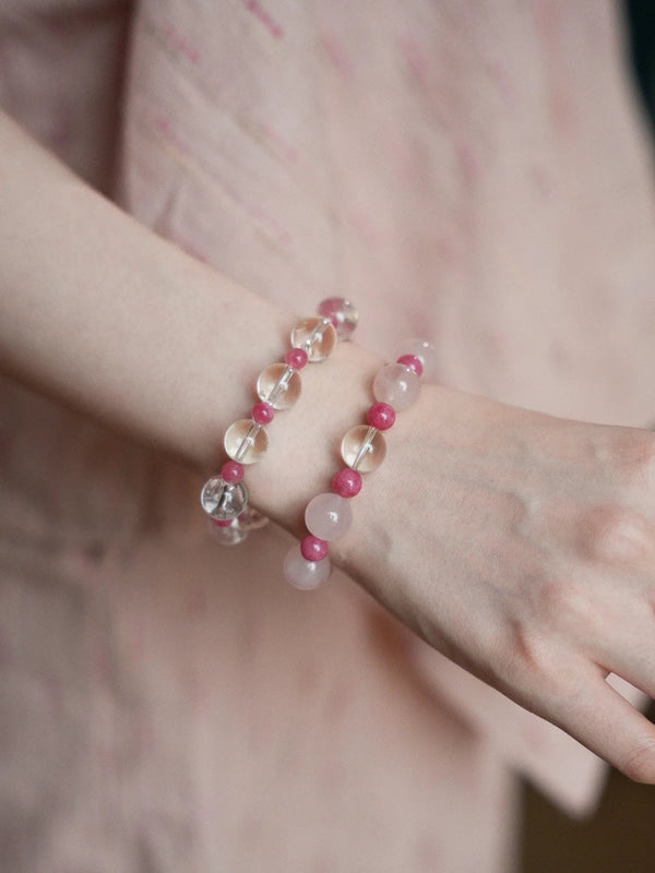 Spring Blush Rose Quartz & Rhodonite Bracelet