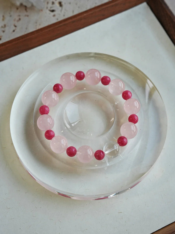 Spring Blush Rose Quartz & Rhodonite Bracelet