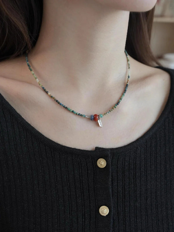 Floating Mist Phoenix Stone & Red Agate Necklace