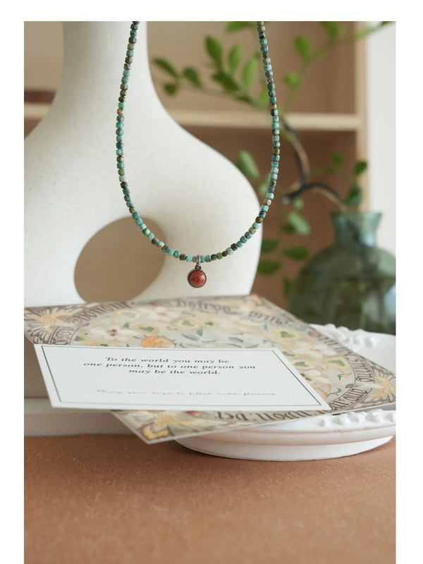 Emerald Breeze Red Agate & Turquoise Necklace