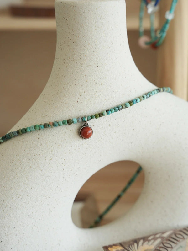Emerald Breeze Red Agate & Turquoise Necklace
