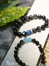 Midnight Galaxy Silver Obsidian & Kyanite Bracelet